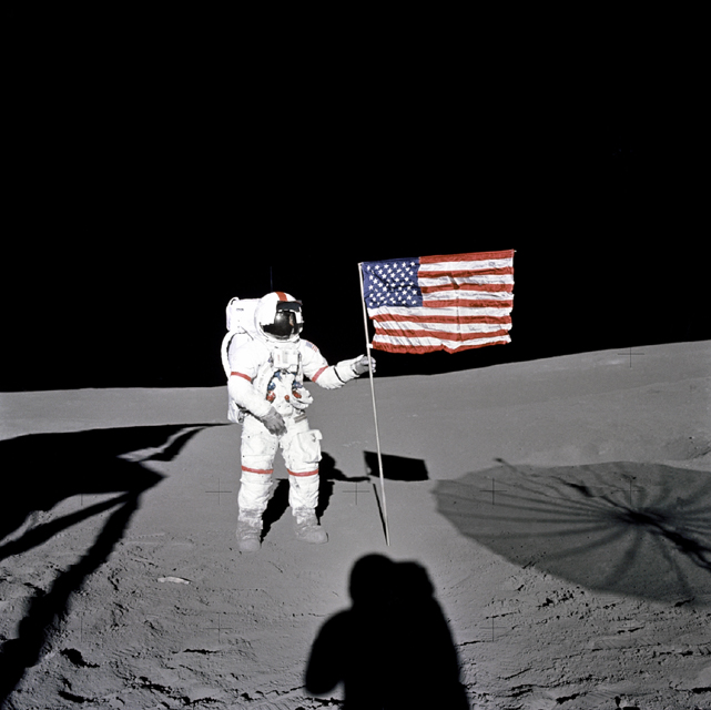 Space History Photo: Shepard Plants Flag